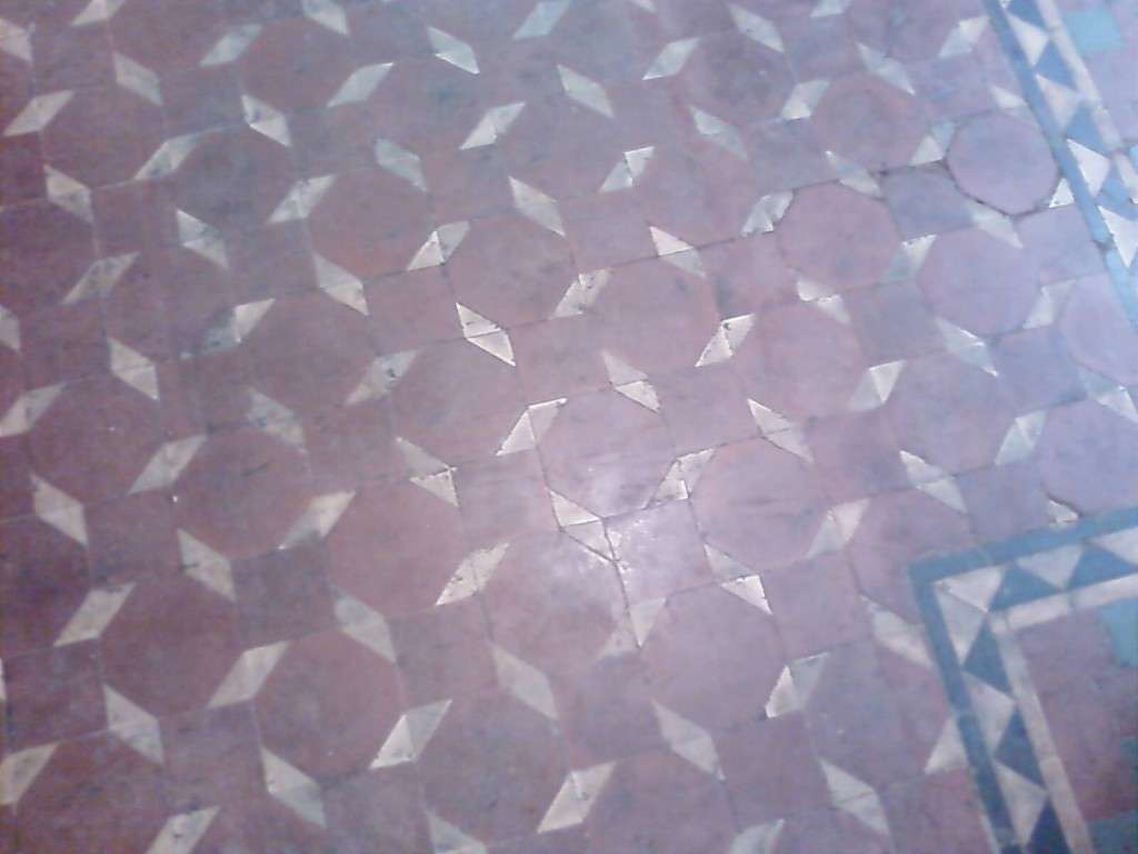 Copley Square Antique Ceramic Floor Before Restoration - dull overall before