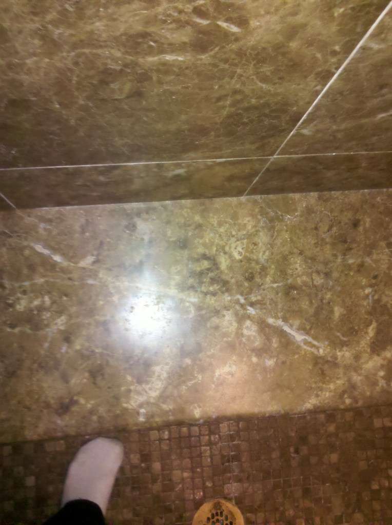 Polished Emperador brown Sudbury marble shower bench