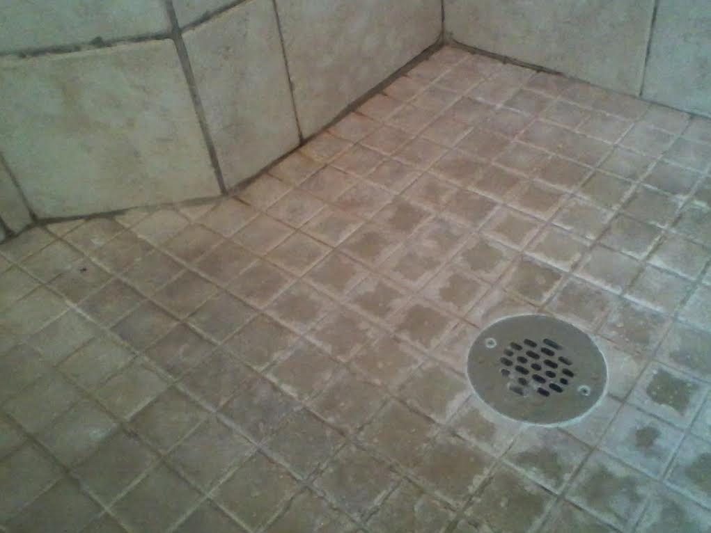 Sanded Grout Shower Floor Close View, How To Regrout A Tile Shower Floor