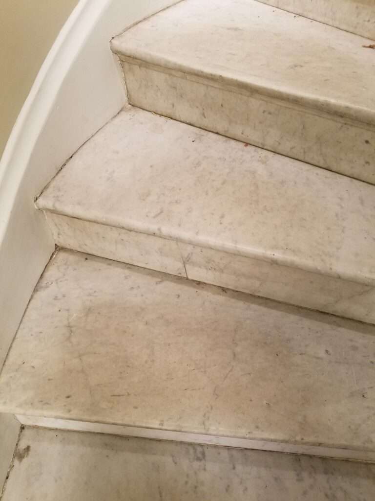 Dirty marble stairs in Boston