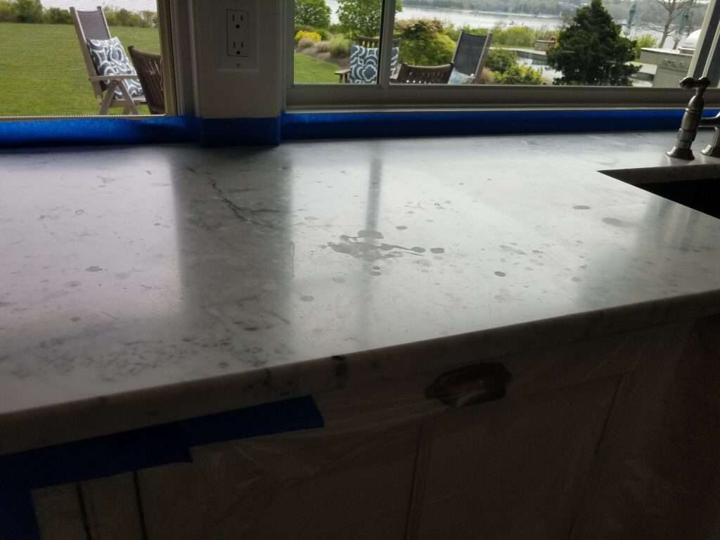 Water Spots on Marble Countertop