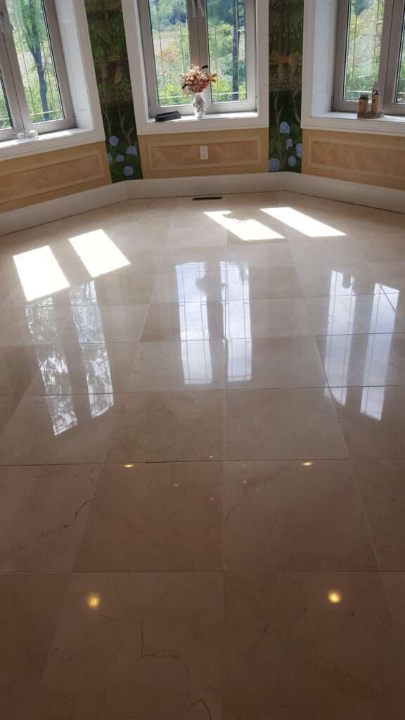 After polishing, marble floor looks much better